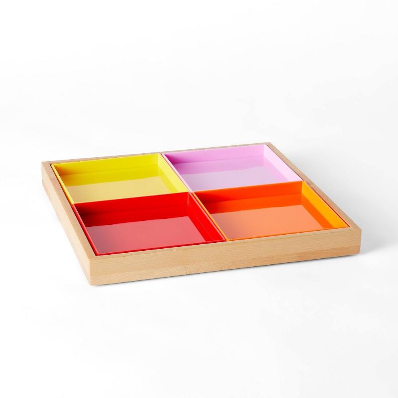 Photo 1 of 5pc Nested Square Tray Set Yellow/Pink/Orange/Red - LEGO® Collection X Target
