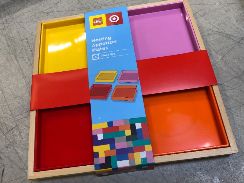 Photo 2 of 5pc Nested Square Tray Set Yellow/Pink/Orange/Red - LEGO® Collection X Target
