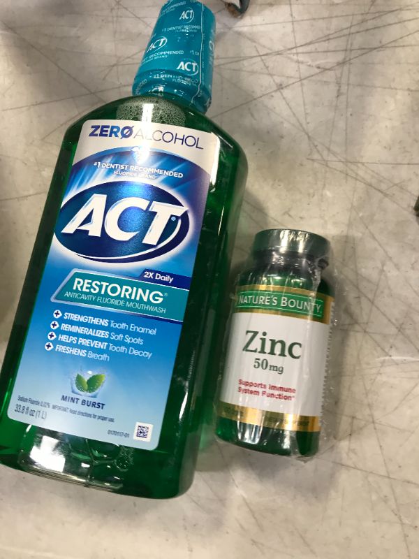 Photo 3 of ACT Restoring Anticavity Mouthwash (33.8 Oz, Mint Burst) 
AND Nature's Bounty Zinc 50MG | 100 Tablets