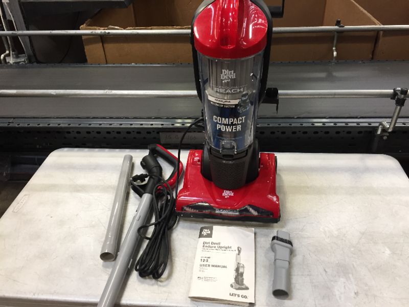 Photo 2 of Dirt Devil Endura Reach Bagless Upright Vacuum Cleaner, UD20124, Red