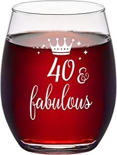 Photo 1 of Modwnfy 40 & Fabulous Stemless Wine Glass 15 Oz, 40th Birthday Wine Glass for Men Women Lover Friend Coworker Family, Gift Idea for Christmas Birthday Anniversary Party