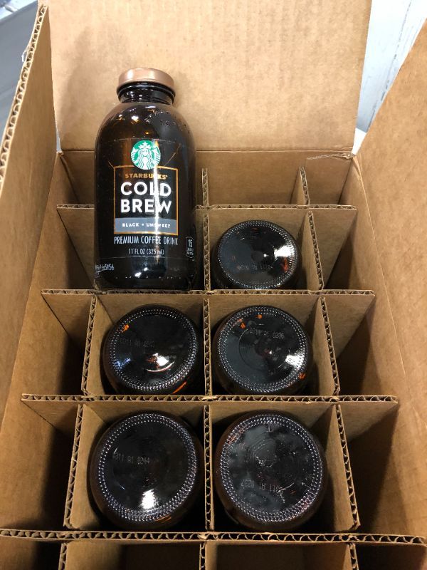 Photo 2 of Starbucks Cold Brew Coffee, Black Unsweetened, 11 oz Glass Bottles, 6 Count
EXP 08/23/21