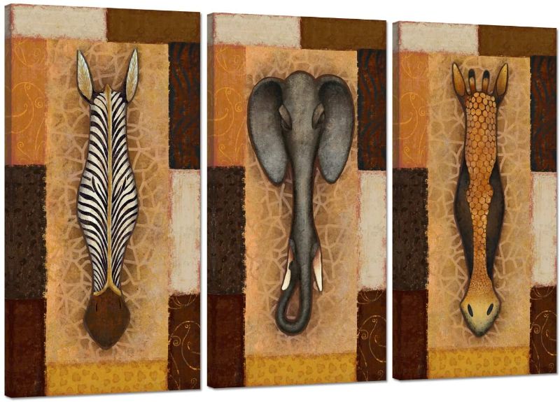 Photo 1 of Zlove 3 Pieces Retro African Animal Canvas Wall Art 12x24in 