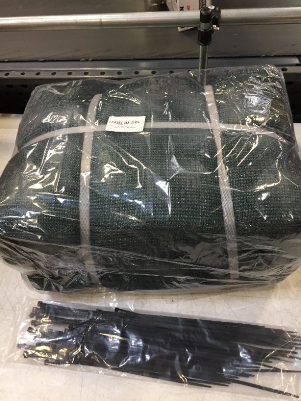 Photo 2 of 6' x 50' Heavy Duty Privacy Screen Fence, 90% Blockage Green Mesh Shade Net Cover with Brass Grommets for Garden, Yard, Wall, Backyard, Chain Link Fence - Includes 75 Zip Ties (6' x 50', Green)