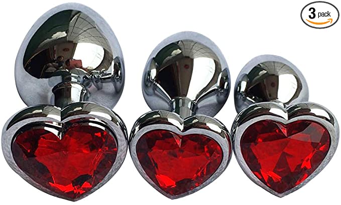 Photo 1 of 3Pcs Set Luxury Metal Butt Toys Heart Shaped Anal Trainer Jewel Butt Plug Kit S&M Adult Gay Anal Plugs Woman Men Sex Gifts Things for Beginners Couples Large/Medium/Small,Red