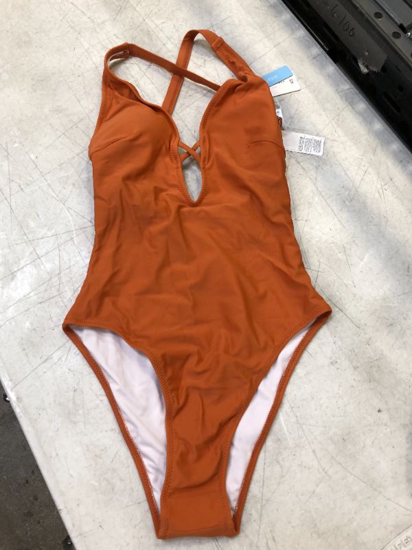 Photo 3 of Orange Crochet One Piece Swimsuit Size XS