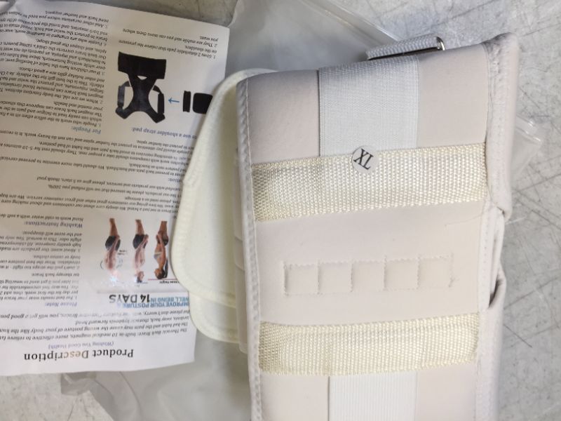 Photo 1 of Magnet Back Brace Posture Corrector- Fully Adjustable Support Belt Improves Posture and Provides Lumbar Back Brace, Relieves Pain Upper and Lower Back for Men and Women (White, X-Large)