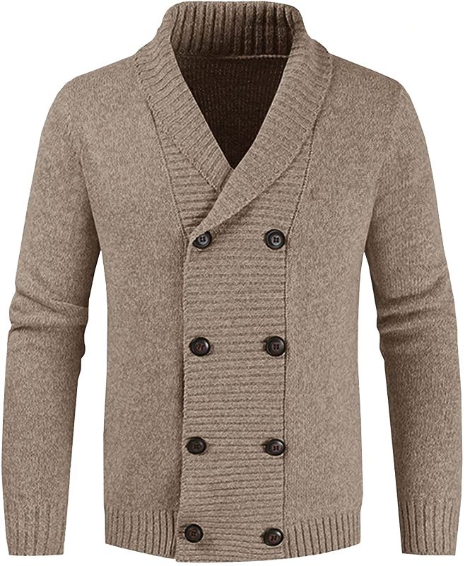 Photo 1 of Buy Mens Cardigan Sweaters Shawl Collar Long Sleeve Button Down Slim fit Plain Casual Jumper Tops Size S