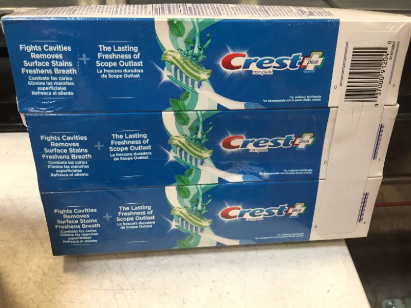 Photo 2 of Crest Plus Scope Outlast Complete Whitening Toothpaste, 5.4 oz 3 Pack