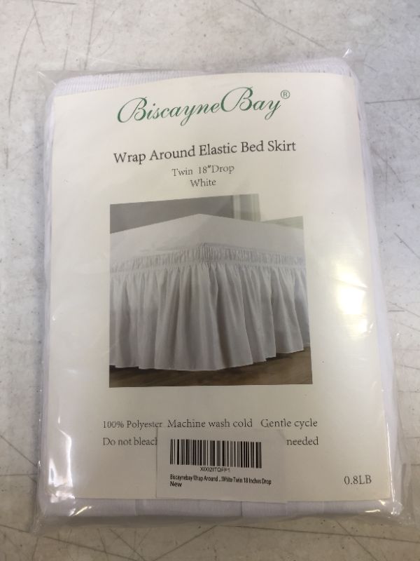 Photo 2 of Biscaynebay Wrap Around Bed Skirts for Twin & Twin XL Beds with Long Drop of 18", White Elastic Dust Ruffles Easy Fit Wrinkle & Fade Resistant Silky Luxurious Fabric Solid Machine Washable