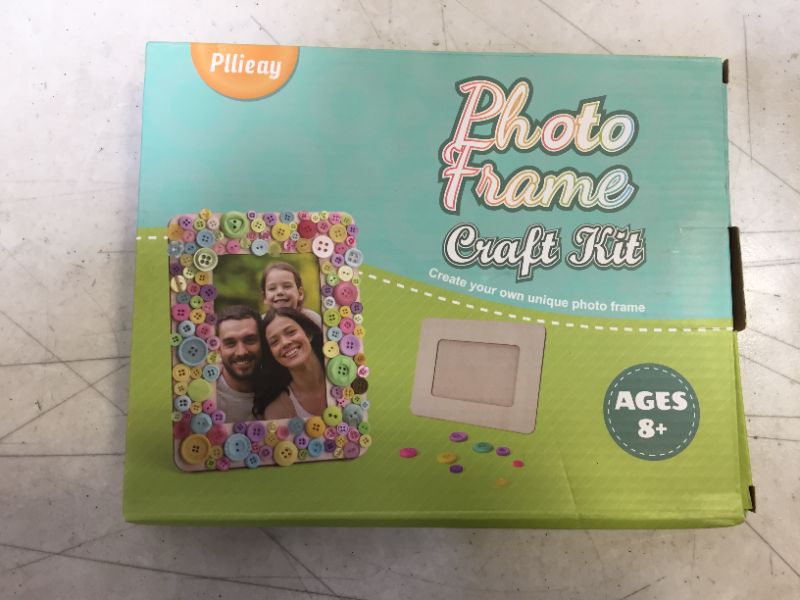Photo 2 of Pllieay DIY Picture Frame Craft for Children, Unfinished Photo Frame Craft Kit for Kids Birthday Festival Gifts, Include Multiple Color Assorted Sizes Round Resin Buttons