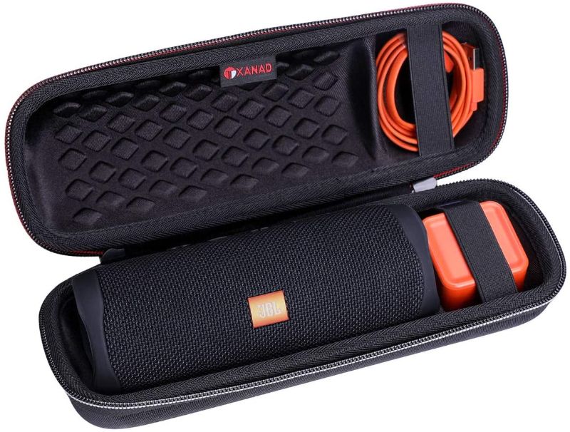 Photo 1 of XANAD Hard Case for JBL Flip 6/5/4/3 Speaker - Travel Carrying Storage Protective Bag (Outside Black and Inside Black)
