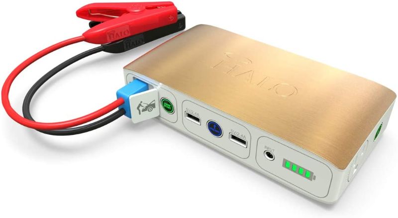 Photo 1 of HALO Bolt 58830 mWh Portable Phone Laptop Charger Car Jump Starter with AC Outlet and Car Charger - Gold
