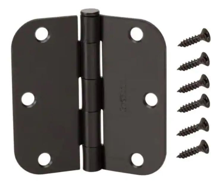 Photo 1 of 3-1/2 in. x 5/8 in. Radius Oil-Rubbed Bronze Door Hinge Value Pack (12  Pack)
