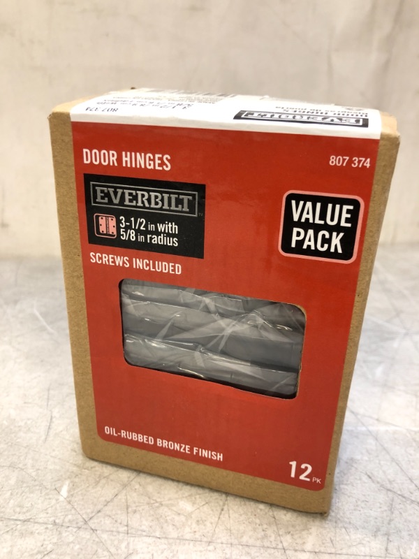 Photo 2 of 3-1/2 in. x 5/8 in. Radius Oil-Rubbed Bronze Door Hinge Value Pack (12 per Pack)
