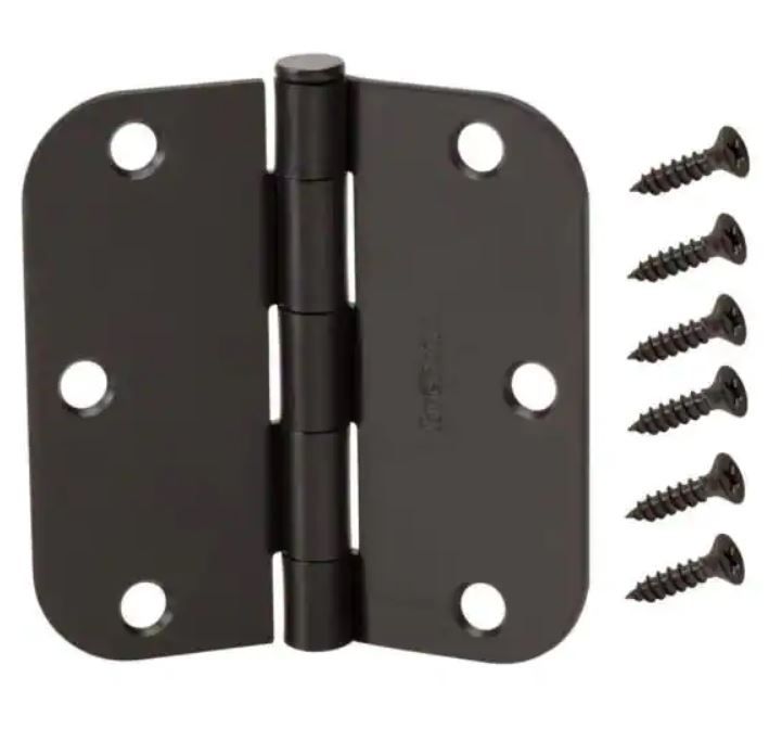 Photo 1 of 3-1/2 in. x 5/8 in. Radius Oil-Rubbed Bronze Door Hinge Value Pack (12 per Pack)
