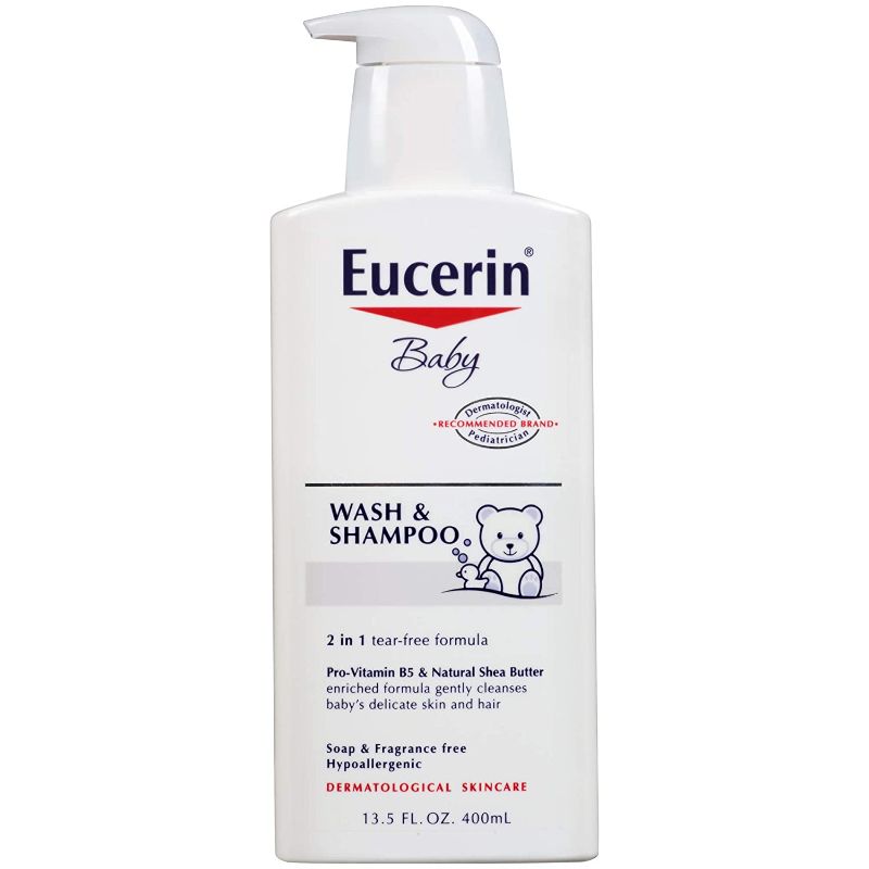 Photo 1 of Eucerin Baby Wash & Shampoo - 2 in 1 Tear Free Formula, Hypoallergenic & Fragrance Free, Nourish and Soothe Sensitive Skin - 13.5 fl. oz. Pump Bottle
