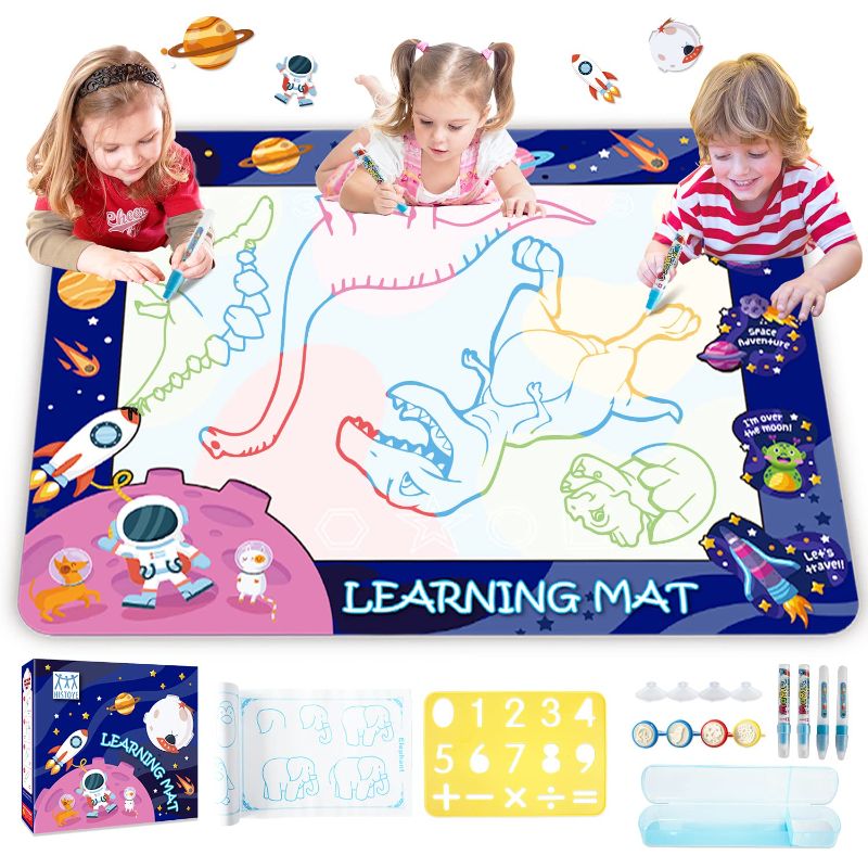 Photo 1 of HISTOYE Water Drawing Mat Toys Christmas Gifts Aqua Magic Doodle Mat for Toddlers Kids 40 X 32 Inch Coloring Painting Mat Educational Toy Gift for Toddlers Kids Age 3 4 5 6 7 8+ Years Old Girls Boys

