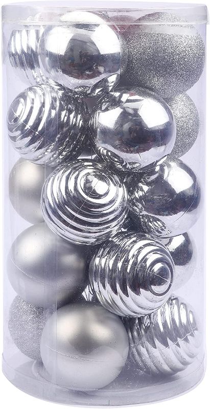 Photo 1 of YYCRAFT 20ct Christmas Ball Ornaments 8CM for Xmas Tree Christmas Decorations Shatterproof Hooks Included (Silver, L)

