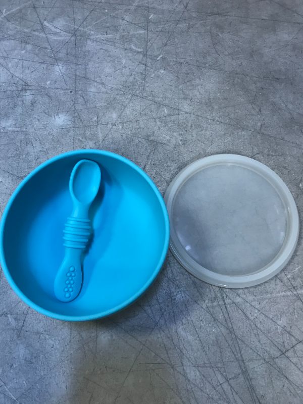 Photo 1 of AVYV Baby Suction Bowl Set - Silicone Feeding Plate with Non-Slip Grip Base and Round Edge - First-Stage Eating Dinnerware Utensils for Infants and Toddlers - Non-BPA (Sky Blue)
