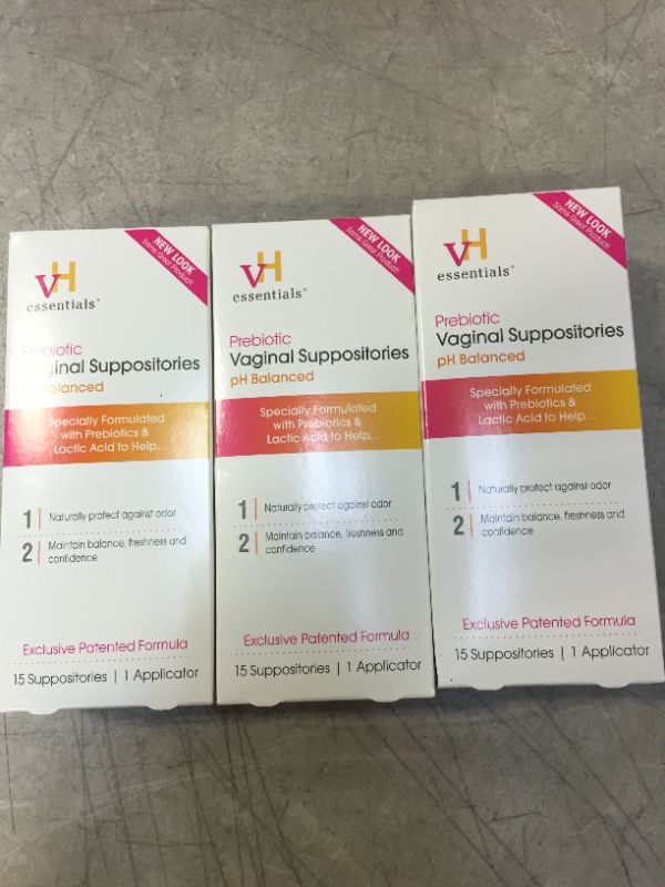 Photo 2 of (3 Pack) vH essentials pH Balanced Vaginal Suppositories - 15 count Box
