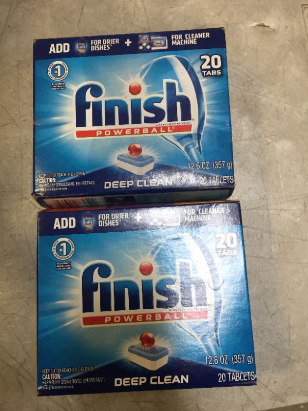Photo 2 of (2 PACKS) Finish All in 1 Powerball Fresh, 20ct, Dishwasher Detergent Tablets

