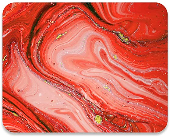 Photo 1 of (PACK OF 4) Audimi Mouse Pad Medium Mouse Mat Anti-Slip Base for PC Office Working Gaming, Modern Red Marble
