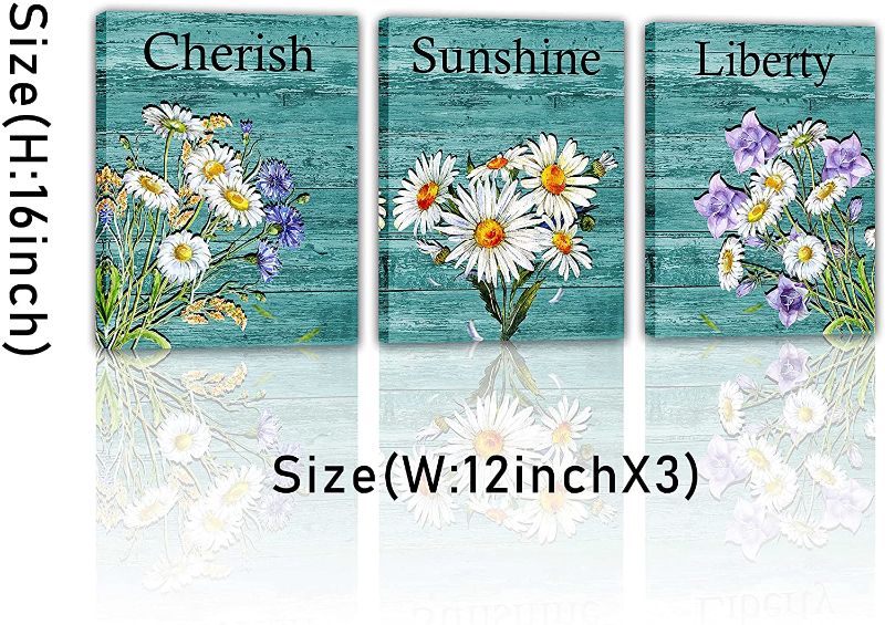 Photo 1 of Black and Blue Canvas wall art Bathroom Decor colorful Flowers - Prints-Paintings Artwork Living Room Home Decoration, modern bedroom Poster is Love best Flower Framed Pictures 3Pieces Set 12×16"
