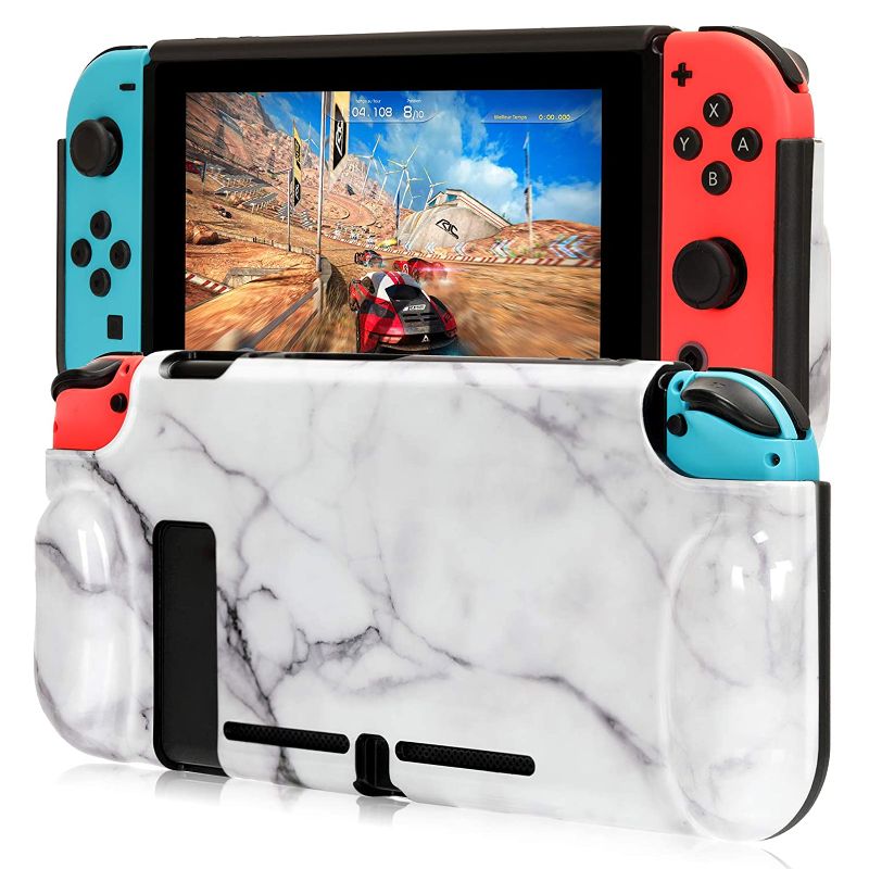 Photo 1 of CAGOS Case for Nintendo Switch, Hard Shell TPU Grip Protective Cover Skin with Shock-Absorption and Anti-Scratch Design for Nintendo Switch Console and Joy-Con Controller (White)
