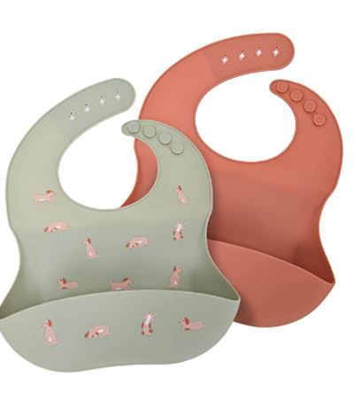 Photo 1 of Labcosi Silicone Baby Bibs for Babies & Toddlers Set of 2, Baby Feeding Bibs for Boys and Girls
