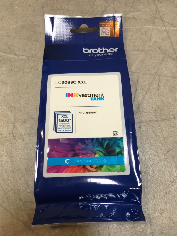 Photo 2 of Brother Genuine LC3033C, Single Pack Super High-Yield Cyan INKvestment Tank Ink Cartridge, Page Yield Up to 1,500 Pages, LC3033, Amazon Dash Replenishment Cartridge
