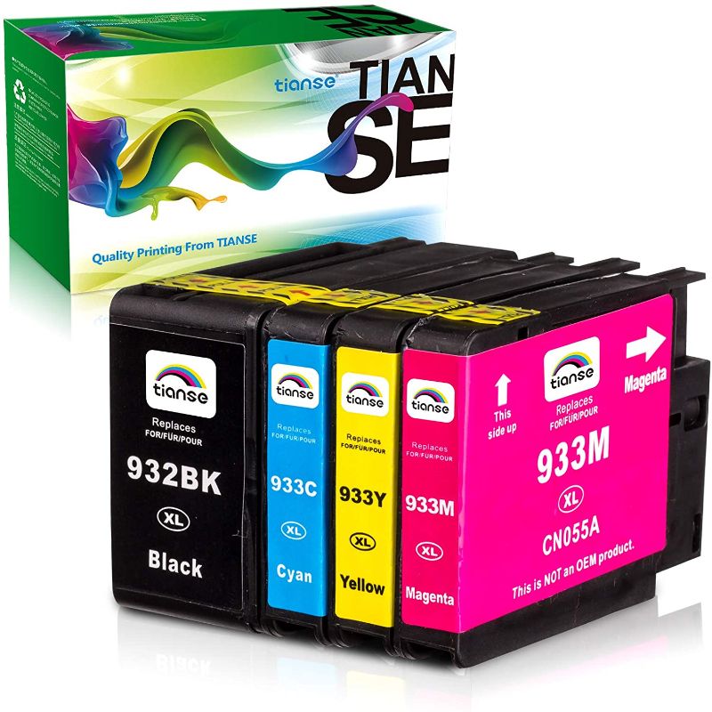 Photo 1 of TIANSE Compatible Ink Cartridge Replacement for HP 932XL 933XL 932 933 to use with HP Officejet 6100 6600 6700, Officejet 7110 7510 7610 7612 ePrinter (Black, Cyan, Yellow, Magenta - 4 Pack)
