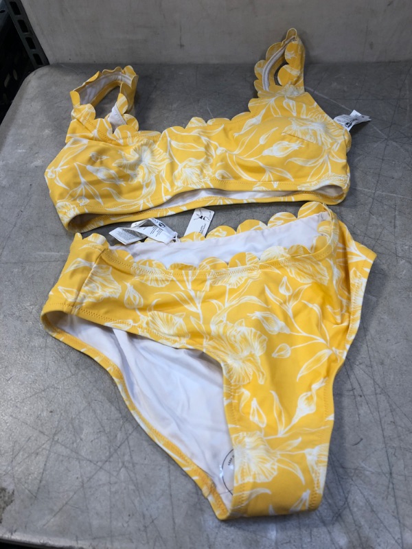 Photo 2 of Charleigh Floral Yellow Wide Straps Bikini - large 
