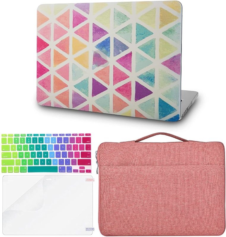 Photo 1 of KECC Compatible with MacBook Air 13 inch Case 2020 2019 2018 Release A1932 Retina Display + Touch ID Protective Plastic Hard Shell + Keyboard Cover + Sleeve Bag + Screen Protector (Colorful Triangle)
