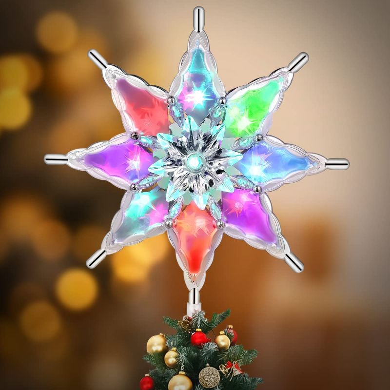 Photo 1 of YUNLIGHTS Christmas Tree Topper - 11 Inch Colorful Star Tree Topper with 2 RGB Lighting Modes Christmas Tree Ornament for Christmas New Year Indoor Decoration
