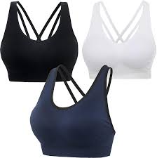 Photo 1 of AKAMC 3 PACK WOMEN'S MEDIUM SUPPORT CROSS BACK WIREFREE REMOVABLE CUPS YOGA SPORT BRA