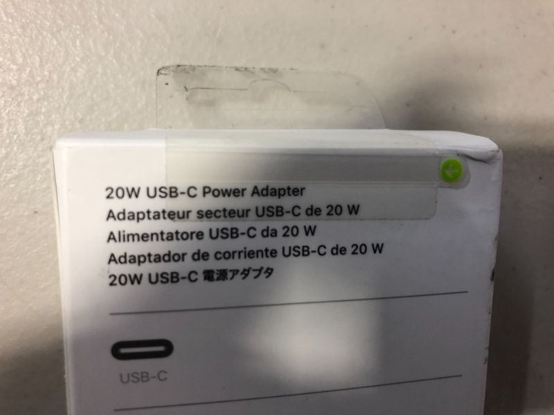 Photo 4 of APPLE USB-C 20W POWER ADAPTER (FACTORY SEALED SHUT, STICKER ON ITEM COVERING UPC CODE)