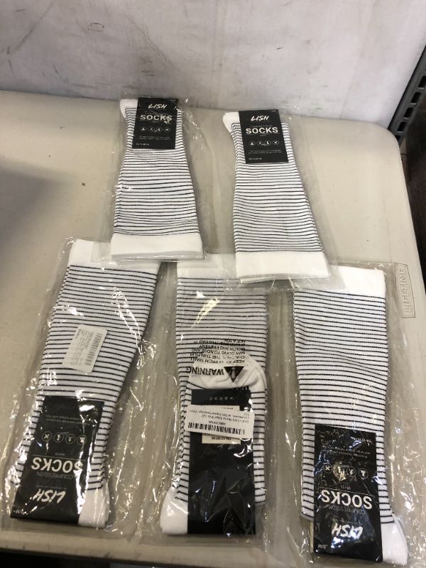 Photo 1 of LISH SKINNY STRIPE WIDE CALF COMPRESSION SOCKS SIZE S/M 5 PACK
