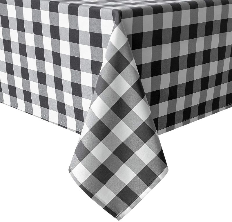 Photo 1 of Checkered Tablecloth Rectangle - Stain Resistant, Spillproof and Washable Gingham Table Cloth for Outdoor Picnic, Kitchen and Holiday Dinner, Black and White.
Size: 21"x47"