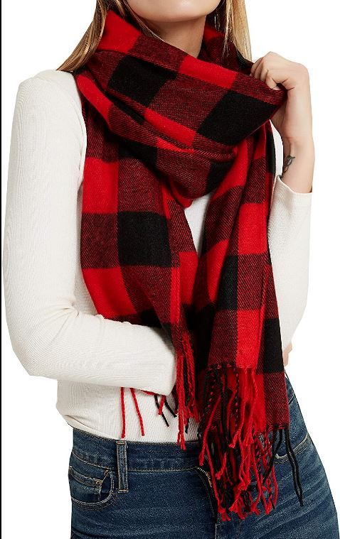 Photo 1 of Wander Agio Women's Fashion Long Shawl Big Grid Winter Warm Lattice Large Scarf
Color: Red Black Plaid