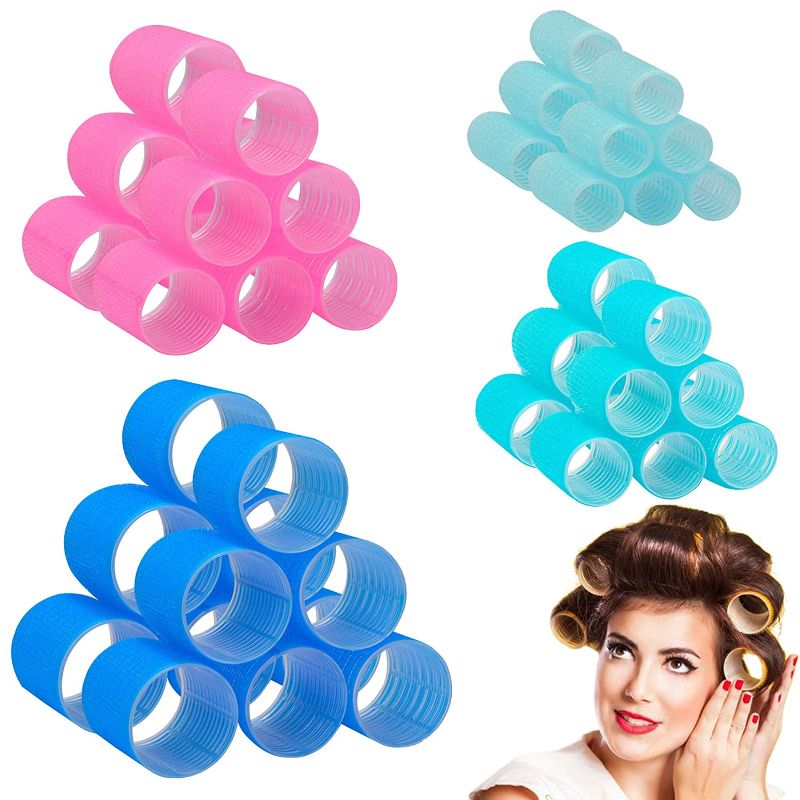 Photo 1 of Hair Rollers Self Grip Hair Curlers Salon Hair Roller Hair Dressing Tool 4 Size Large Medium Small Hair Curler for Women Long Hair Bangs Green