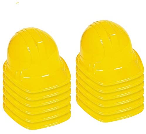 Photo 1 of 12 Plastic Yellow Construction Hat for Adults - 12 Plastic Builder Hats by Funny Party Hats
