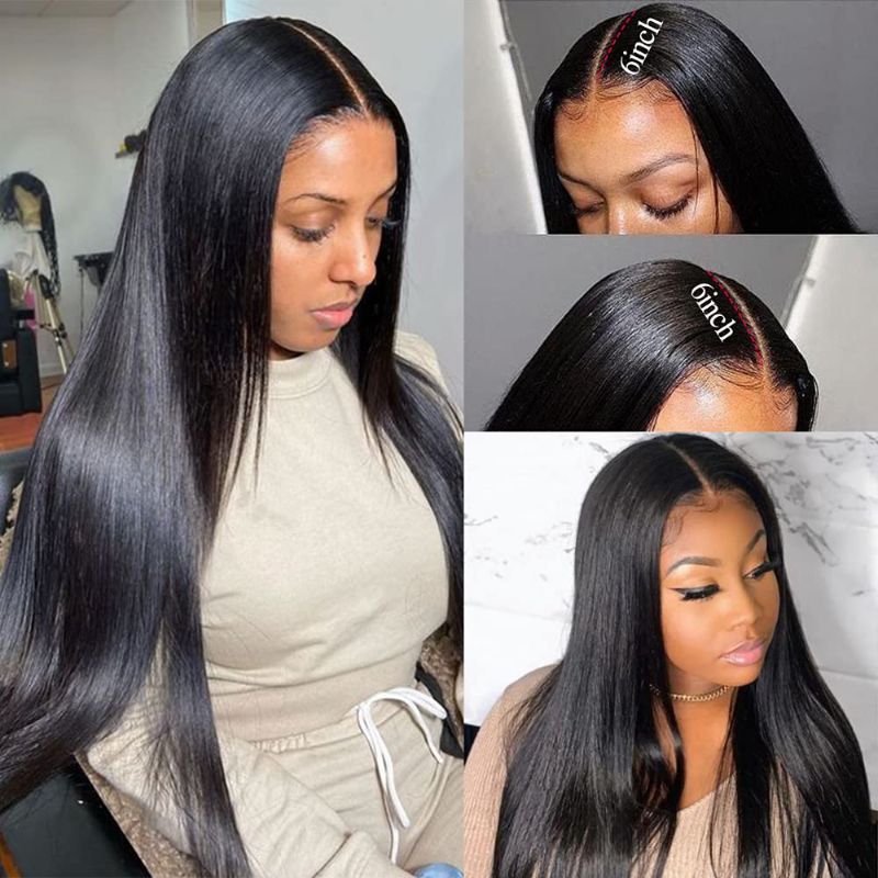 Photo 1 of 20 Inch Straight Lace Front Wigs Human Hair 13x6x1 Middle Part T Lace Frontal Wigs Pre Plucked with Baby Hair Glueless Brazilian Straight Hair
