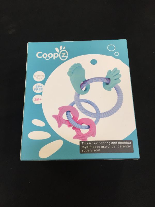 Photo 2 of Coopzero Baby Teether Rattles (2 Pack),Teething Toys,Baby Teething Chew Toys,The Surface Raised Textures Perfect for Soothing Gums for Ages 3 Months and Up,Easily Hold,BPA Free
