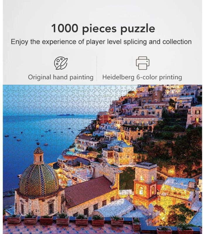Photo 2 of Jigsaw Puzzle 1000 Piece for Kids Adult Large Puzzle Game Toys Gift Creativity Decompression Decorative Puzzle DIY Cool and Challenge Art Picture -Amalfi Coast
