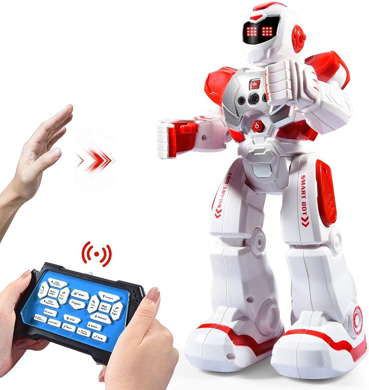 Photo 1 of RC Smart Robot Toys for Kids, Intelligent Programmable Robot with Infrared Controller, Gesture Sensing, Singing, Dancing, Christmas Stocking Stuffers Birthday Gift for 3-12+ Years Boys Girls (Red)
