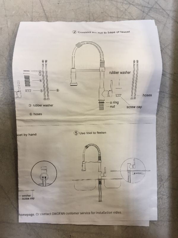 Photo 4 of OWOFAN Kitchen Faucets Commercial Solid Brass Single Handle Single Lever Pull Down Sprayer Spring Kitchen Sink Faucet Brushed Nickel Grifos De Cocina 9009SN
