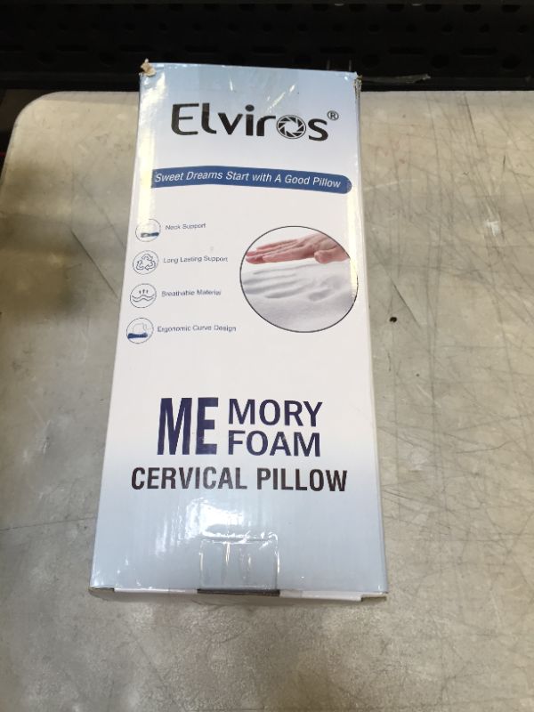 Photo 2 of Elviros Cervical Memory Foam Pillow, Contour Pillows for Neck and Shoulder Pain, Ergonomic Orthopedic Sleeping Neck Contoured Support Pillow for Side Sleepers, Back and Stomach Sleepers (White)
