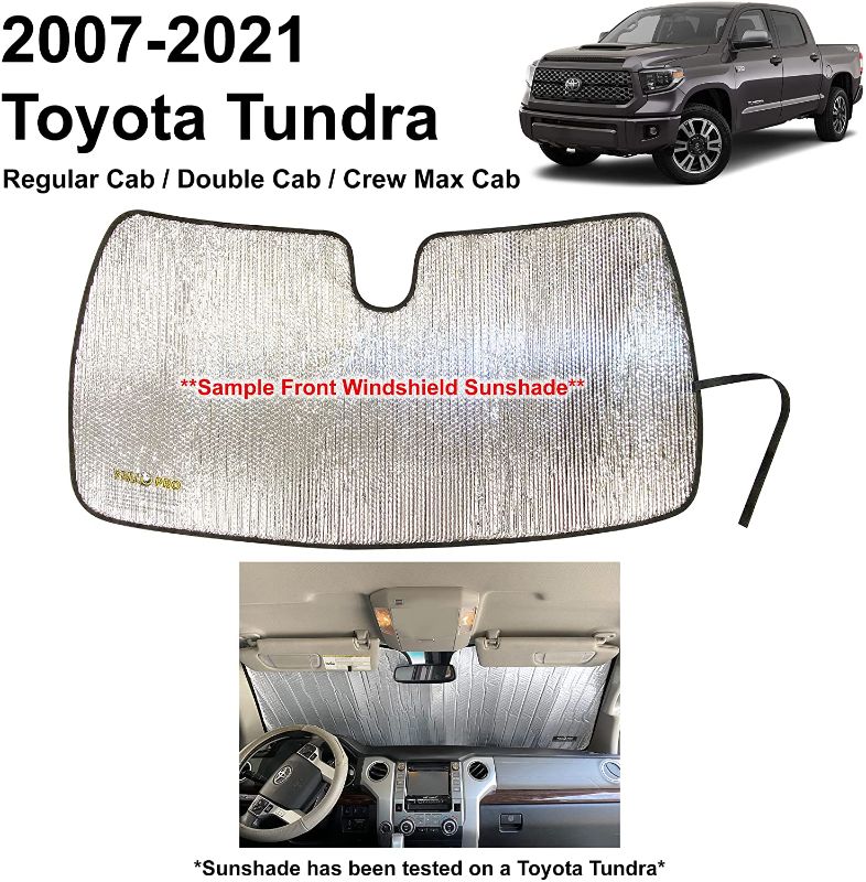 Photo 1 of YelloPro Custom Fit Windshield Sunshade for Toyota Tundra -2007 2008 2009 2010 2011 2012 2013 2014 2015 2016 2017 2018 2019 2020 2021 - Limited SR5 Platinum TRD Pro Pickup, Sun Shade, Made in USA
