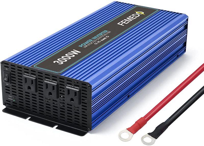 Photo 1 of 3000W Power Inverter 3000 watt Modified Sine Wave Inverter with 3 AC Outlets Converter DC 12V in to AC 110V Out for Car RV Truck(Blue)
